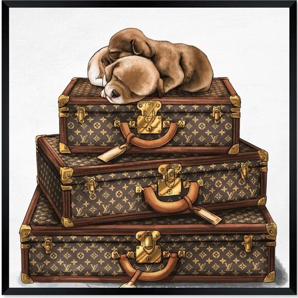 Dogs & Luxury LV Suitcases ~ “ dog gone tired” print picture room wall art decor - Picture 3 of 5